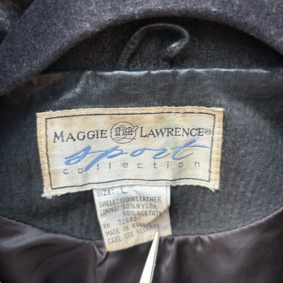 Vintage Leather Jacket Womens Large Maggie Lawrence Sport Edgy Moto Suede Button - Picture 2 of 12